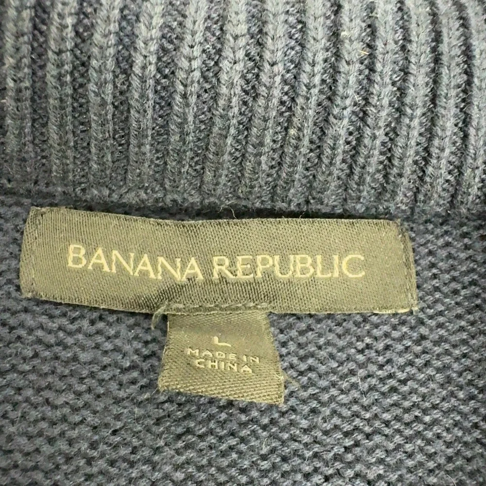 Banana‎ Republic Jacket Mens L Blue Cotton Quilted Hybrid Full Zip Casual